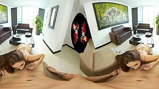 Beautiful latina babe undresses and fucks in vr