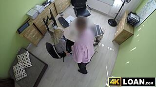 beautiful blondie bent over fucked hard in office