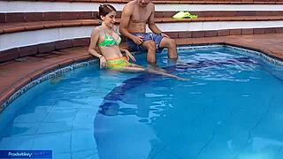 Innocent Latina sucks and bangs by pool