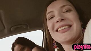 Is there a hotter teen 18+ lesbian massage than this petite duo's oral play?