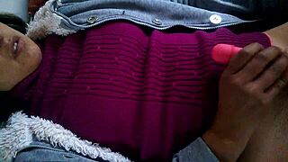 The lesbian watches porn and starts masturbating passionately