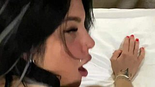 Asian hottie teases boss hard