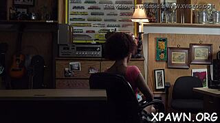 Amateur Doxy Sucks Cock in Shop