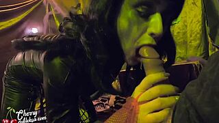 Satan’s twat suffers a nasty cock on Halloween