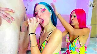 BBW Tranny Amateur girls with colorful hair suck cock of neighbor at sleepover
