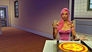 Nympho Orders Pizza, Fucks Delivery Guy in Sims 4 3D