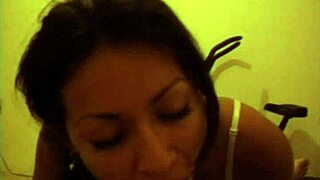 Sexy Latina Teen Gives Blowjob To Older Man