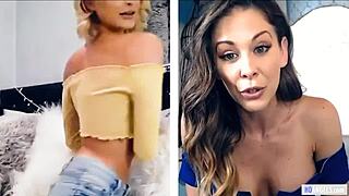 Cherie DeVille and Emma Hix share intimate lesbian moments on webcam, reaching intense orgasms