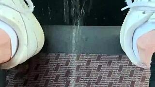 i feel so naughty pissing against my car seat