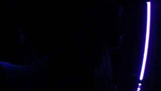 I had intense sex with Carrie B, her small tits glowing in blacklight