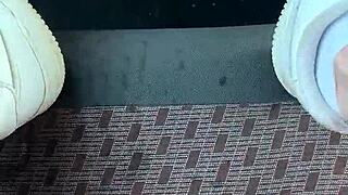 i feel so naughty pissing against my car seat