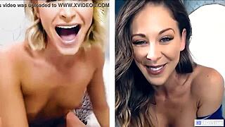 Cherie DeVille and Emma Hix share intimate lesbian moments on webcam, reaching intense orgasms