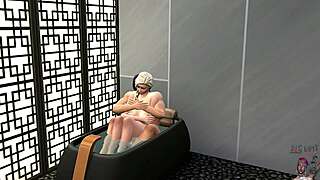 Blonde shemale fucks in gym and bath