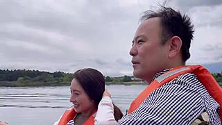 Exciting boat ride in Kawaguchi Lake mini skirt