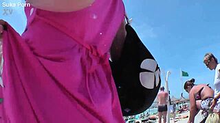 Teen tourist new to the experience samples her first unusual cocktail of cum and cock out in the open