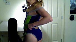 hot blonde teases small tits and pussy on cam