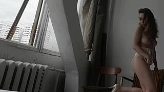 Slim Model With Natural Breasts Flashes Shaved Pussy To Stranger