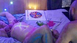 Mature Milf Fucks Petite Amateur After Playing With Paint