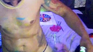 Mature Milf Fucks Petite Amateur After Playing With Paint