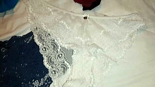 Big Cumshot Lands In Friend's Thong During Masturbation