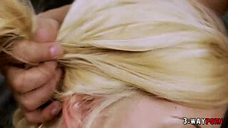Screaming her head out while being double penetrated by two men and especially with a blonde slut