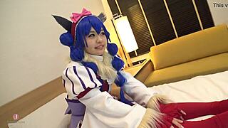 Japanese cosplayer with hairy pussy getting her nasty tits sucked on and having smelly wet pussy licked and fucked