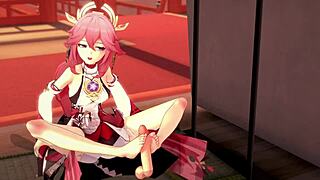 Genshin Yae Miko's Foot and Anal Delights