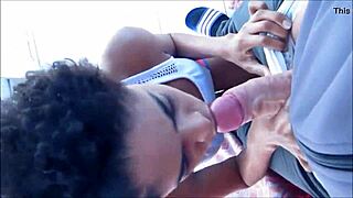 young ebony teen swallows cum in outdoor sex tape