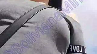 my first street adventure without panties, masturbating outdoors