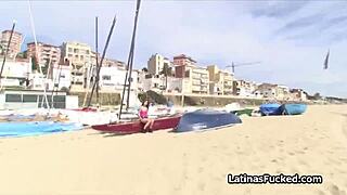 latina beach babe sucks cock in public interview