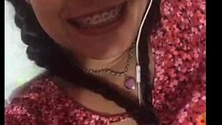 my girlfriend masturbates her pussy for me, teasing with cum and massage