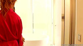 sexy lesbian lovers lick each other in the bathtub. so mature and intimate.