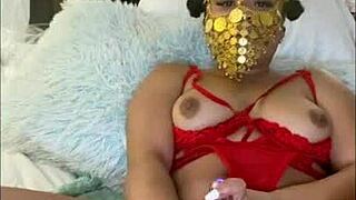 Masked freak talks dirty while cumming hard