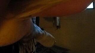 Busty blonde BBW gives blowjob with her big tits