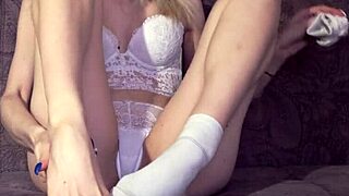 kira loster teases with socked feet fetish