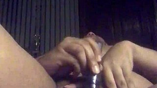 Amateur lesbian plays with fat wet pussy in bed