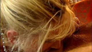 Oh wow, this mature blonde is so wet! She sucks cock and takes it in her ass for a huge cumshot.