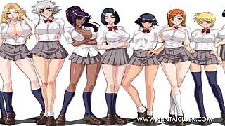 Nude anime characters relax on ecchi beach with music.