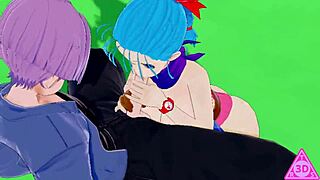 Does Bulma blowjob Trunks' monster cock in Dragon Ball uncensored?