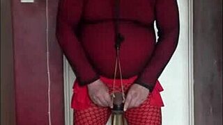 Sissy Crossdresser Swallows Piss