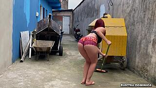 Hot Brazilian Construction Worker Electra Dominica Shows Off Her Delicious Big Ass