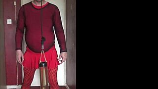 Sissy Crossdresser Swallows Piss