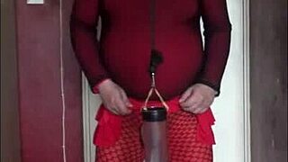 Sissy Crossdresser Swallows Piss
