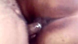 Ebony amateur homemade with creamy and juicy features