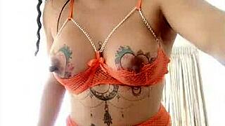 I admire the orange lingerie on this Mexican amateur