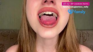 Giantess vore swallows gummy bears huge belly tall fetish