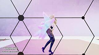 شقراء تشونغ ها ترقص مثيرة في جوارب وكوسبلاي كدا أهري في هنتاي غير محظور