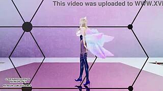 Blonde Chung Ha Dances Sexily in Stockings and Cosplay as KDA Ahri in Uncensored Hentai