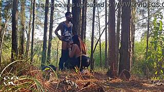 wife feels passionate fucking big black cock in woods interracial cuckold blowjob