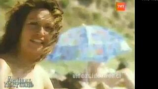 Marisela Santibañez strips bare on a nudist beach